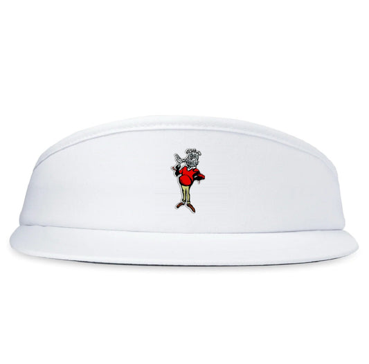Deserving Poor Tour Visor, white high crown tour visor with the Deserving Poor mark embroidered on the front